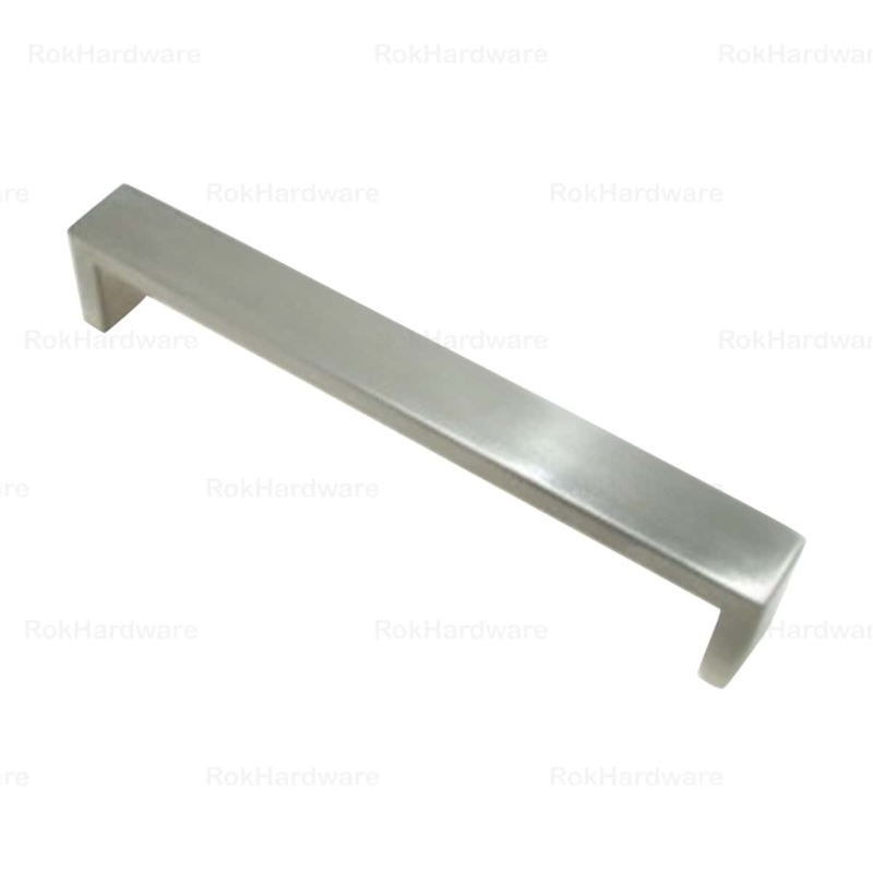 Cabinet Pull: Minimalist Brushed Stainless Steel Flat Bar Handle Design