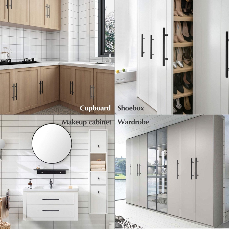 Cabinet Pull: Modern Matte Black Round Bar T-Bar Hardware