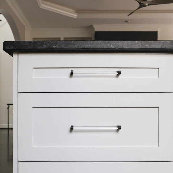 Cabinet Pull: Modern Oversized Clear Acrylic Rod with Gold Hardware