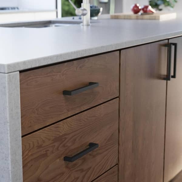 Cabinet Pull Modern Square Matte Black Bridge Style Drawer Hardware