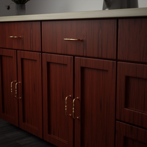 Cabinet Pull: Polished Gold Spooled Bar Set of Six Handles