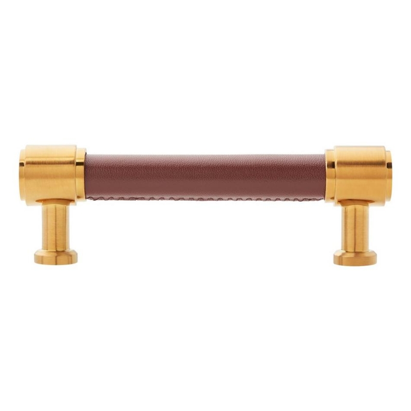 Cabinet Pull: Polished Nickel and Leather Pulls, Modern Industrial Style.