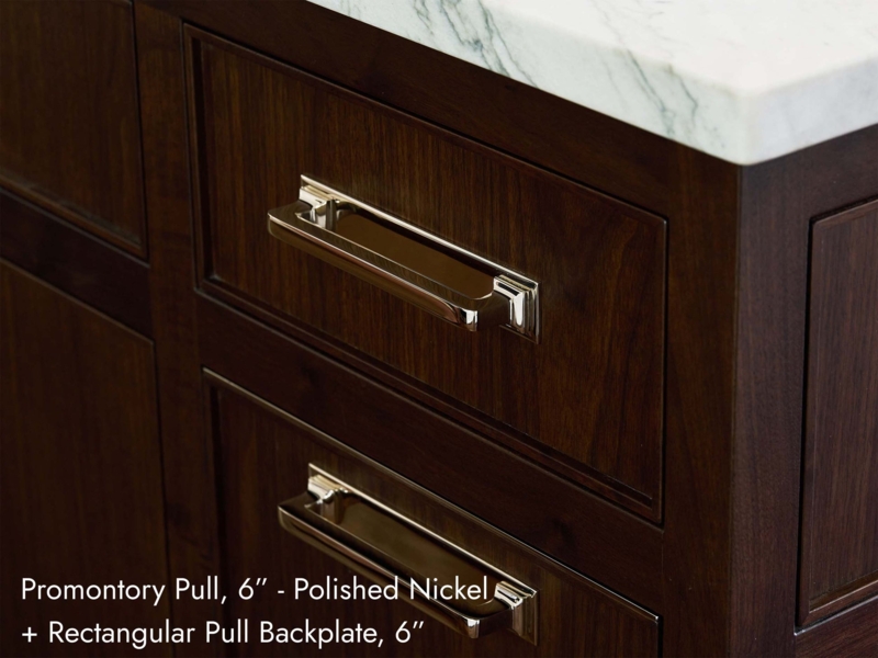Cabinet Pull Polished Nickel Ribbed Handle Ends Rectangular Plate