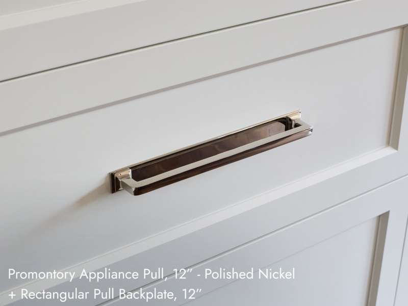 Cabinet Pull Polished Silver Straight Bar Oversized Decorative Backplate