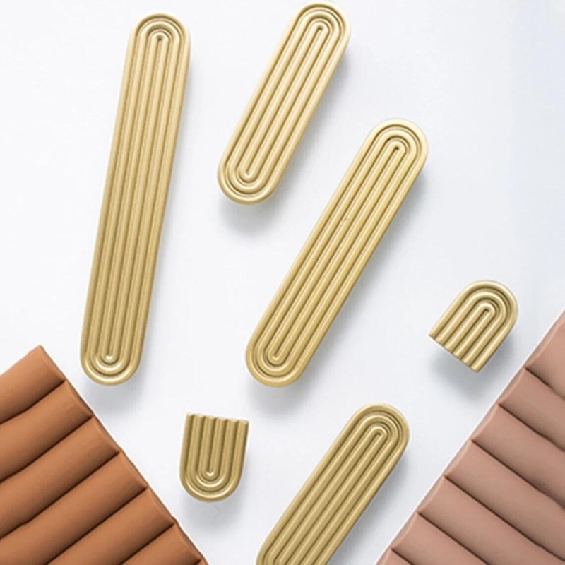Cabinet Pull: Rainbow Silhouette, Sun Motif, Brushed Brass Finish, Boho