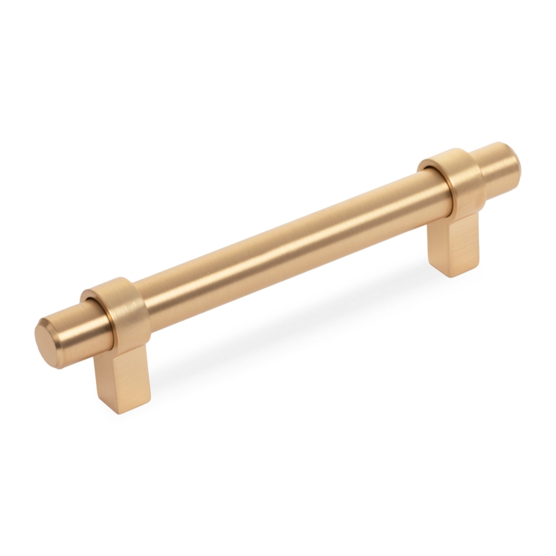 Cabinet Pull: Sleek Brushed Gold Cylindrical T-Bar with Bar Overhang