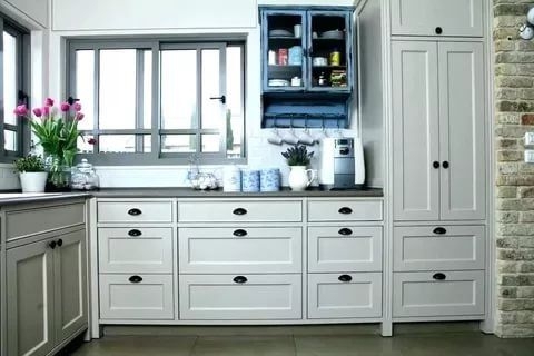 Cabinet Pull Slim Bar Pull Matte Charcoal Finish Gold Contrast