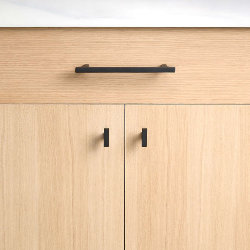 Cabinet Pull Square Edge Matte Black Modern Bar Hardware