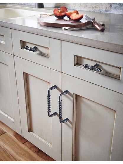 Cabinet Pull Traditional Twisted Bar Antique Brass
