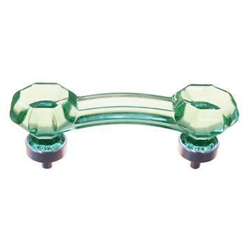 Cabinet Pull Vintage Green Glass Bridge Silhouette Polished Metal