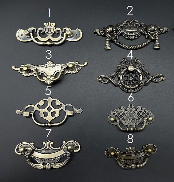 Cabinet Pulls: Antique Bronze Decorative Handles, Intricate Scrollwork Design