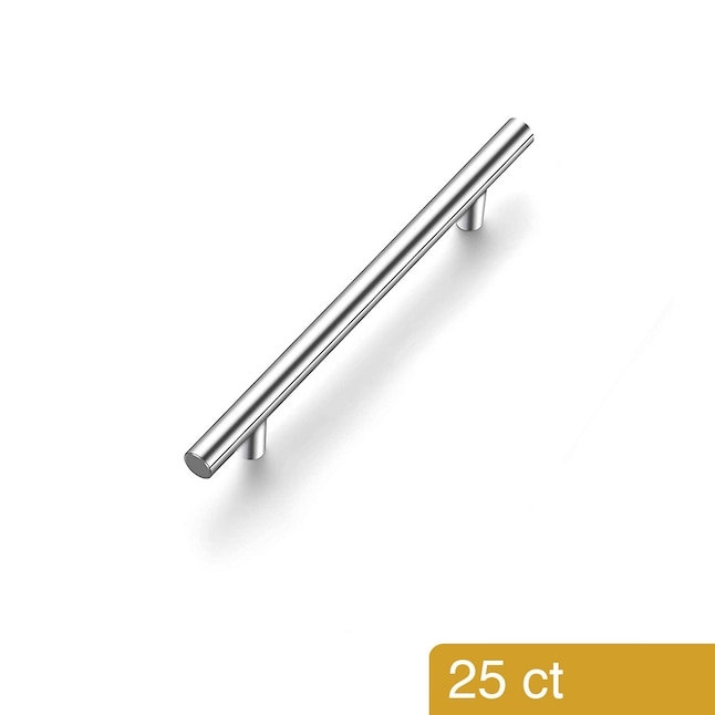 Cabinet Pulls: Brushed Gold T-Bar Handles on White Shaker Doors