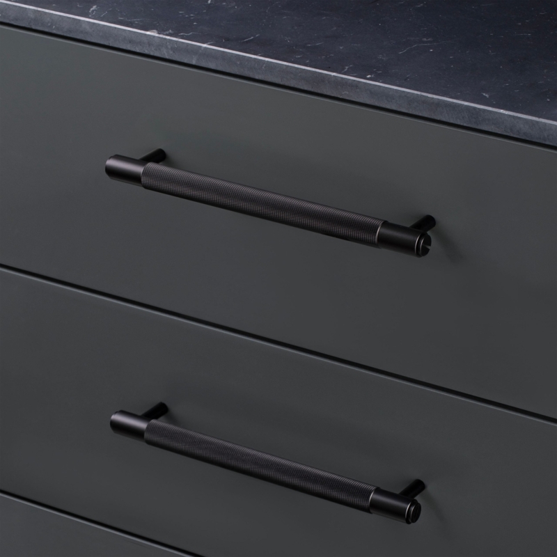 Cabinet Pulls: Matte Black Cross Knurled T-Bar Handles, Industrial Style