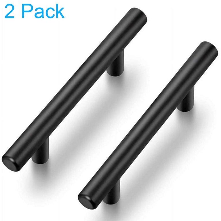 Cabinet Pulls, Matte Black with T-Bar Silhouette and Two Post Mount