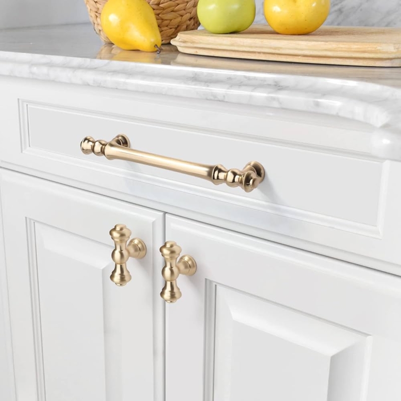 Cabinet Pulls: Modern Brushed Brass Kitchen Hardware with Rectangular Design