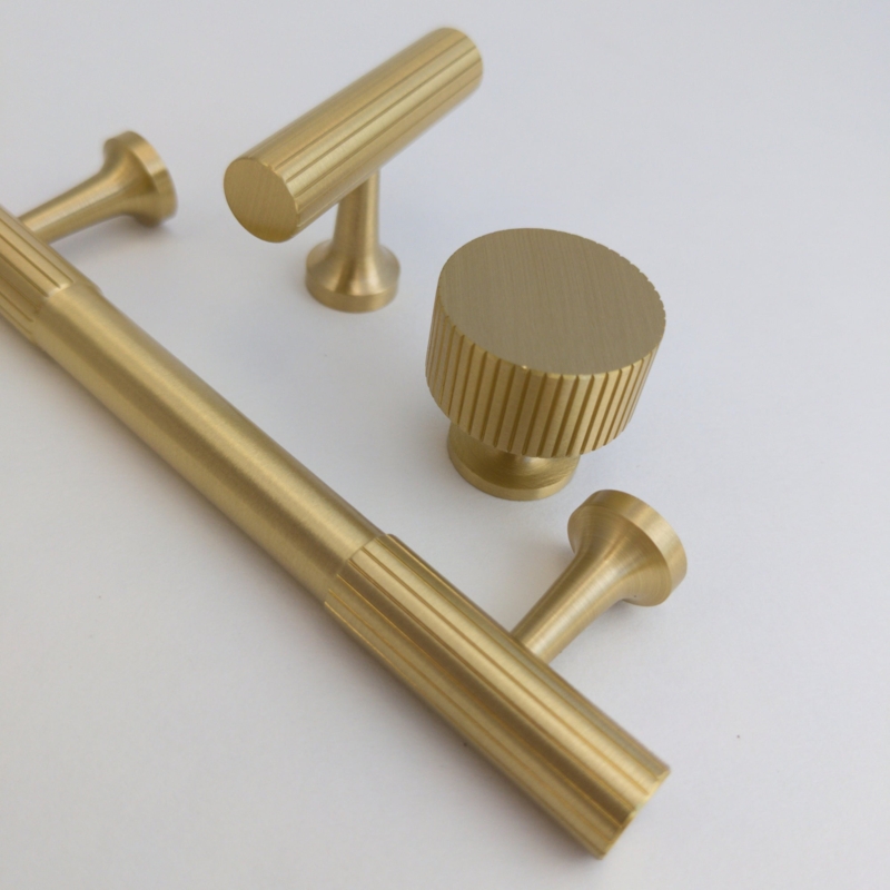 Cabinet Pulls: Vertical Brushed Finish Fluted Texture with Backplate