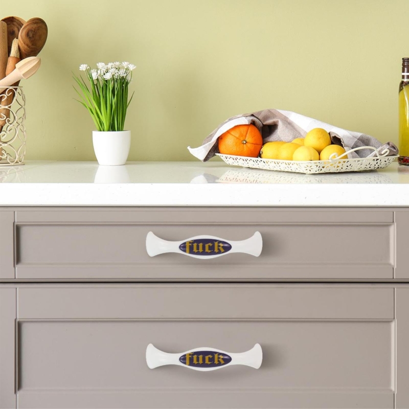 Cabinet Pulls White Sign Language Novelty Hardware Design