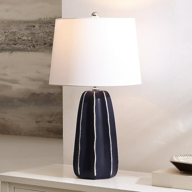 Ceramic Table Lamp: Tapered Gourd Silhouette with Gold Pedestal Base