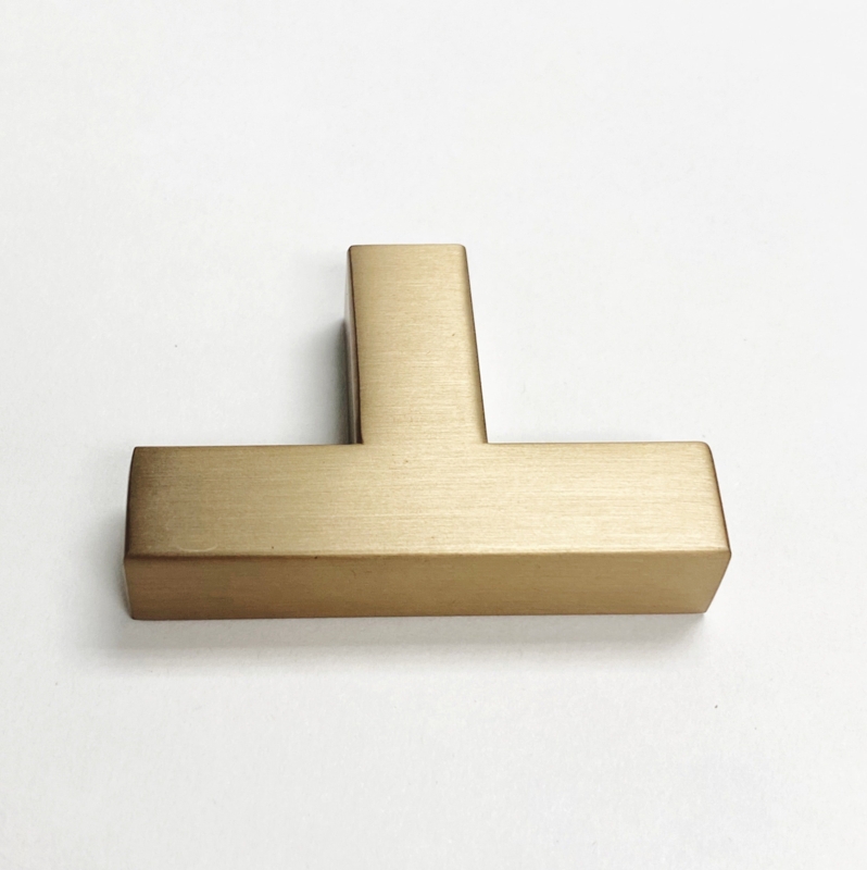 Champagne Bronze Cube Cabinet Knobs: Geometric Square Form