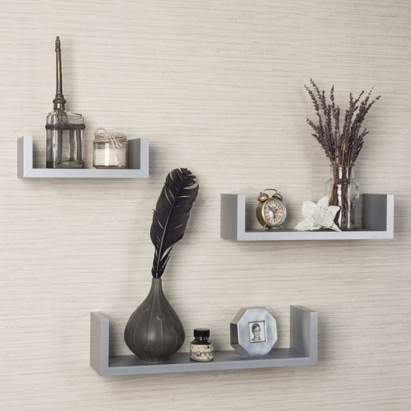 Chunky Matte Gray Floating Shelf with Thick Profile for Wall Storage