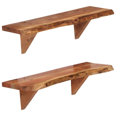 Chunky Wood Floating Shelf Set of Three, Rustic Natural Grain