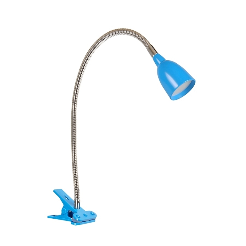 Clamp Lamp Blue Matte Finish Flexible Gooseneck Clip On Base