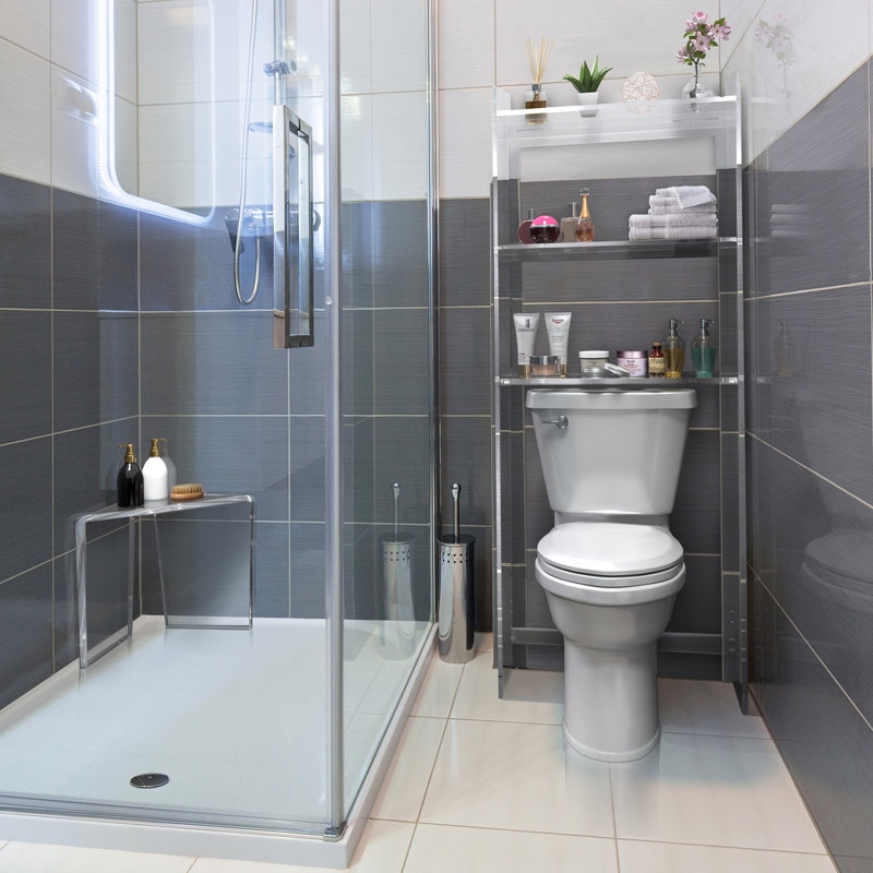 Clear Acrylic Shower Bench: Transparent Corner Fit Seat