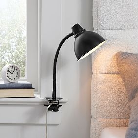 Clip On Lamp Rose Gold Polished Finish Flexible Neck Clamp Base