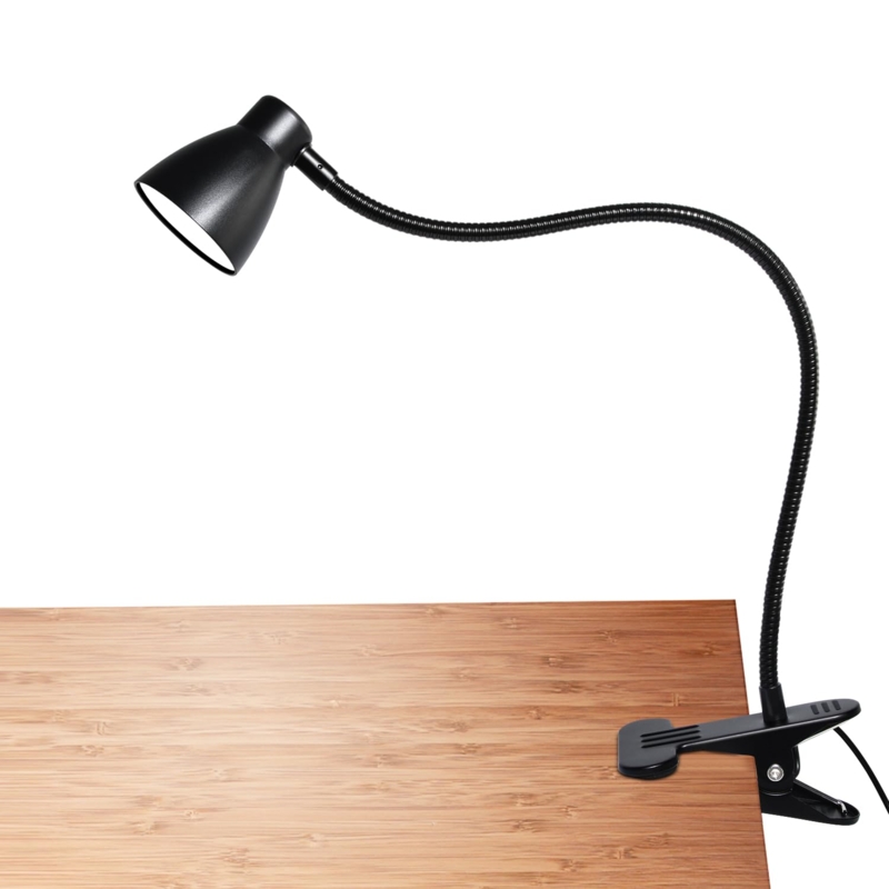 Clip On Reading Light Black Matte Gooseneck Arm Clamp On Base