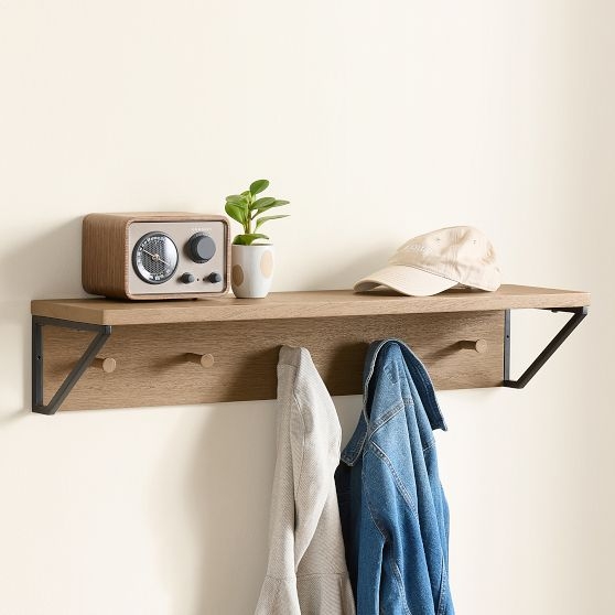 Coastal Weathered Wood Wall Shelf Tower with Open Tier Design