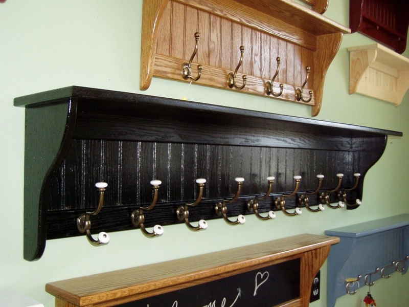 Coat Rack: Extra Wide Design, Medium Brown Stain. Large Hallway Storage.
