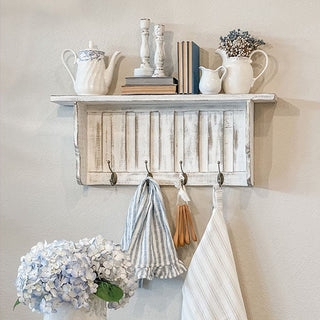 Coat Rack Wall Mounted Farmhouse Weathered Finish Five Hooks