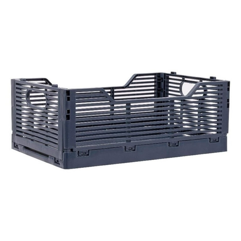 Collapsible Storage Crate Set of 6 Plastic with Perforated Walls