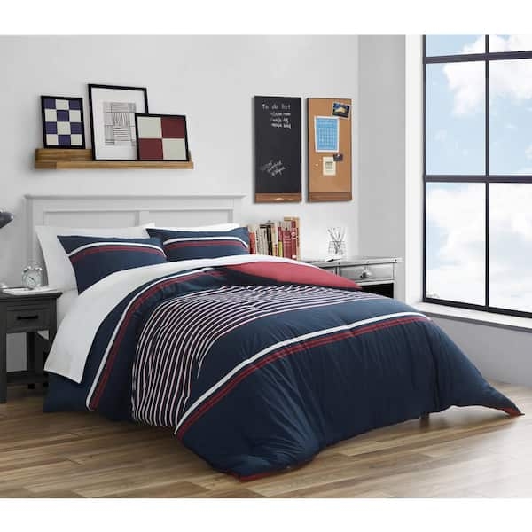 Comforter Cover Classic Woven Horizontal Stripes Nautical