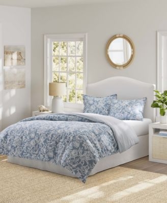 Comforter Set Coastal Reversible Navy and White Batik Print