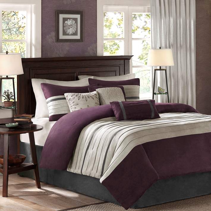 Comforter Set Color-Blocked Faux Suede Tailored Contemporary Bedding