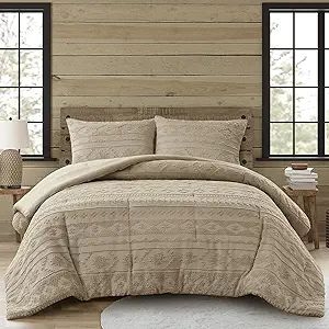 Comforter Set Diamond Stitching Pine Tree Pillow Rustic Lodge Style