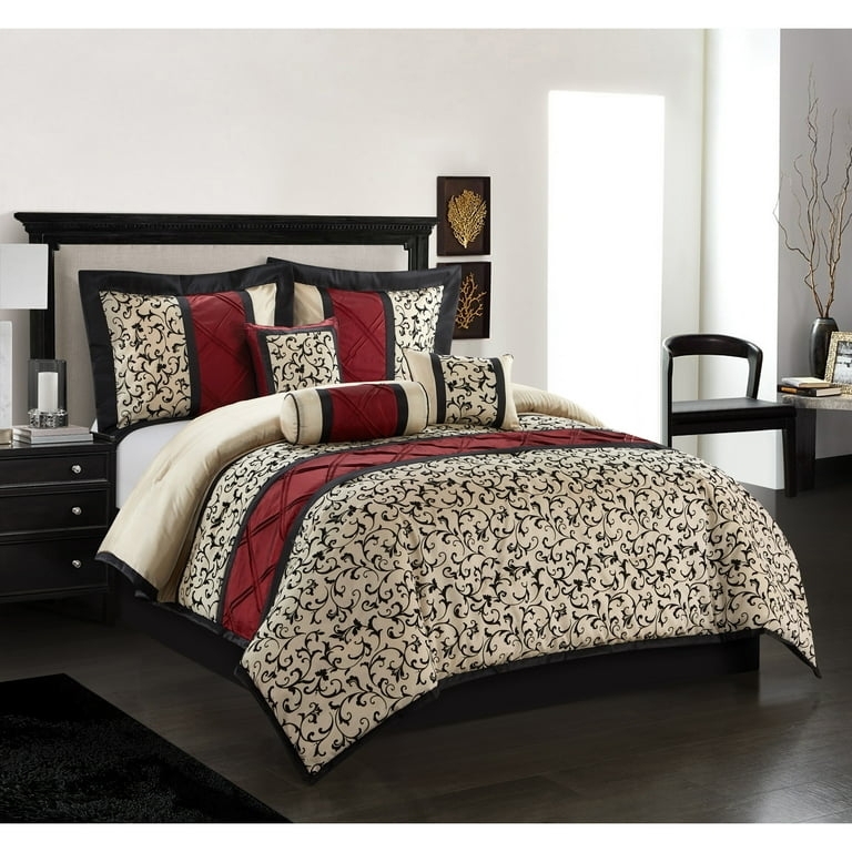 Comforter Set Elegant Silver Grey Floral Embroidery Layered Pillows
