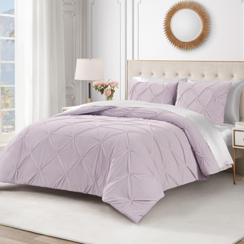 Comforter Set Kiss Pleat Diamond Pattern Micromink Fabric