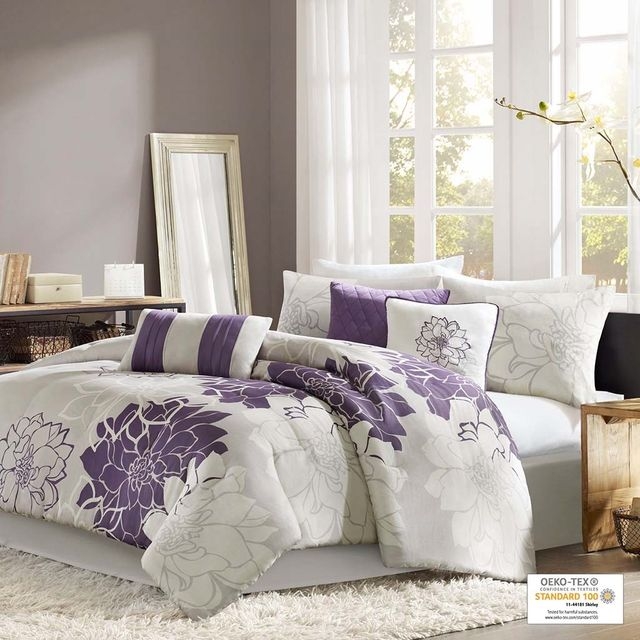 Comforter Set Large Scale Floral Botanical Print Fabric