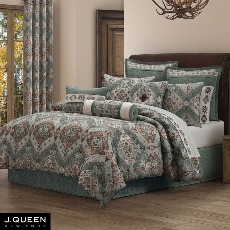 Comforter Set, Luxury Southwest Geometric Pattern with Copper.