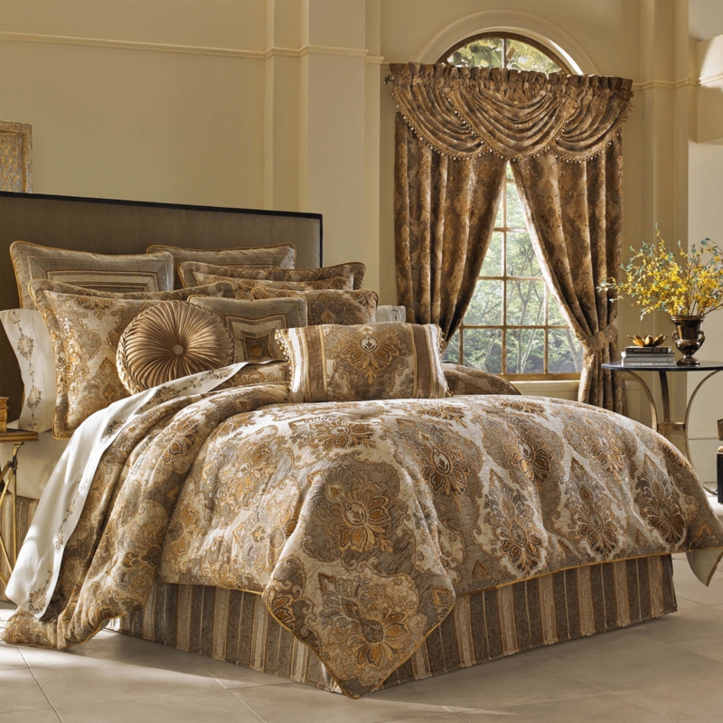 Comforter Set Opulent Champagne Gold High-Relief Jacquard Damask
