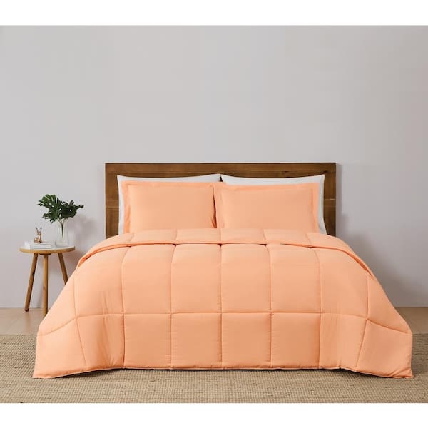Comforter Set Peach Reversible Design Minimalist Airy