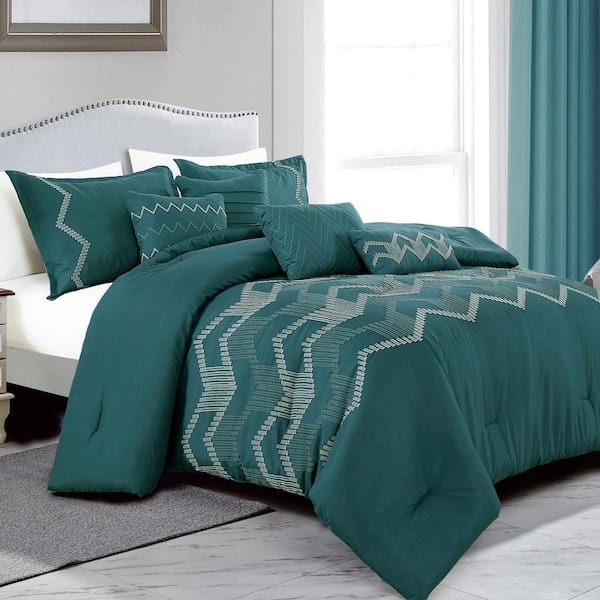 Comforter Set Pinched Pleat Sage Green Modern Organic Bedroom Decor