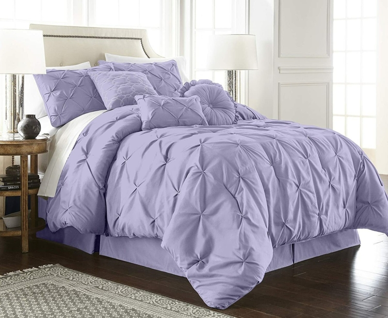 Comforter Set Pintuck Pleating Diamond Pattern Modern Glam Bedroom Decor