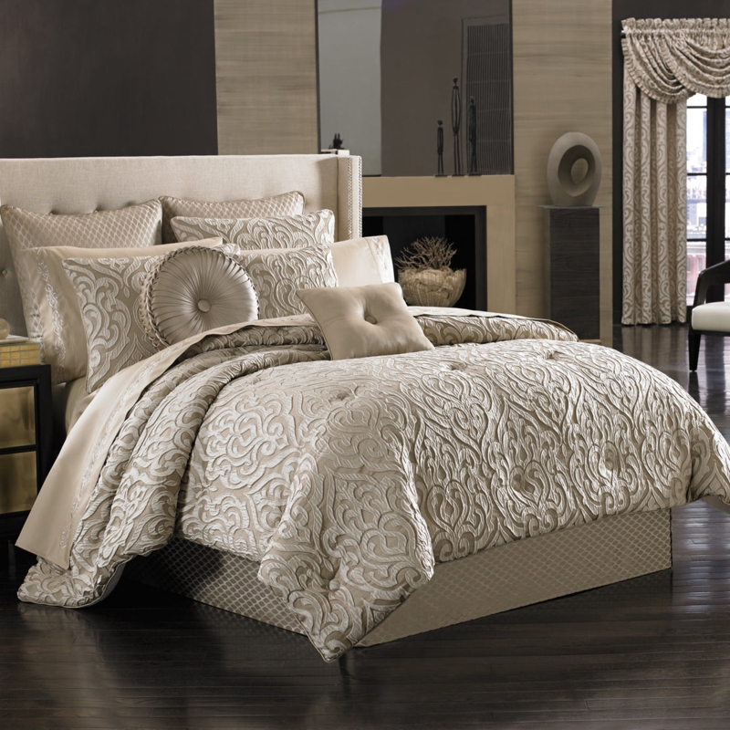 Comforter Set Raised Damask Texture Sand Neutral Palette