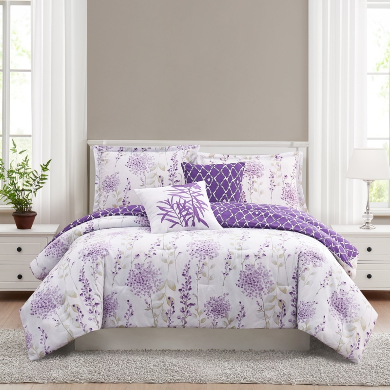 Comforter Set Reversible Floral Design Geometric Reverse