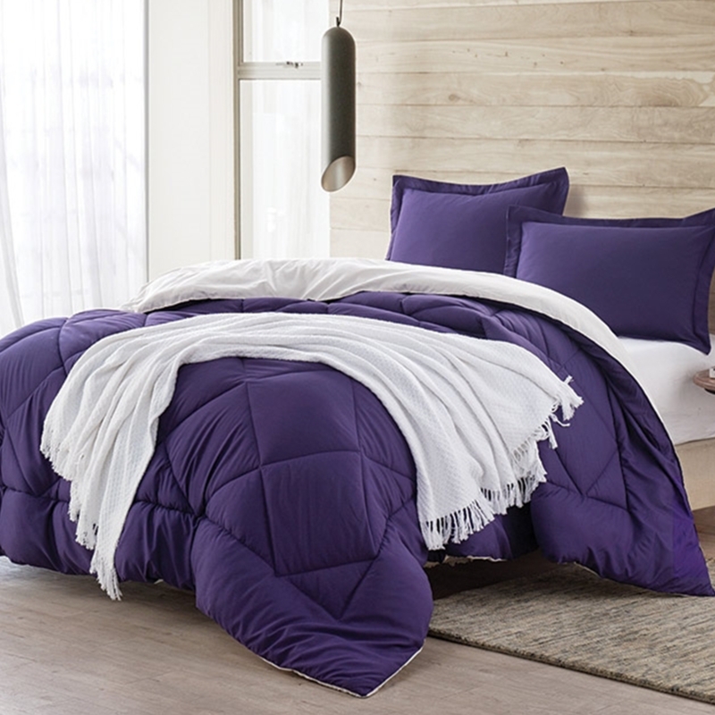 Comforter Set Reversible Two Tone Solid Color Fabric