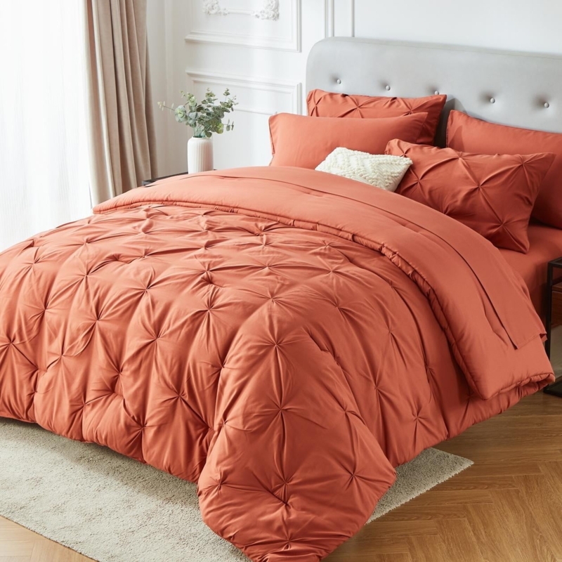 Comforter Set Ruched Pleats Ruched Pleated Bedding Set Matte Finish