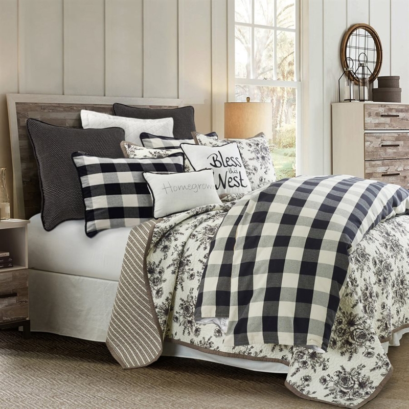 Comforter Set Rustic Lodge Black and White Buffalo Plaid Bedding
